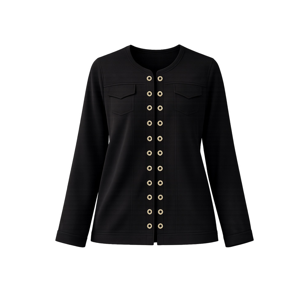 Chico's Knit black rhinestone detail shacket Sz 3 XL Mob wife Going out Classy - Picture 2 of 13